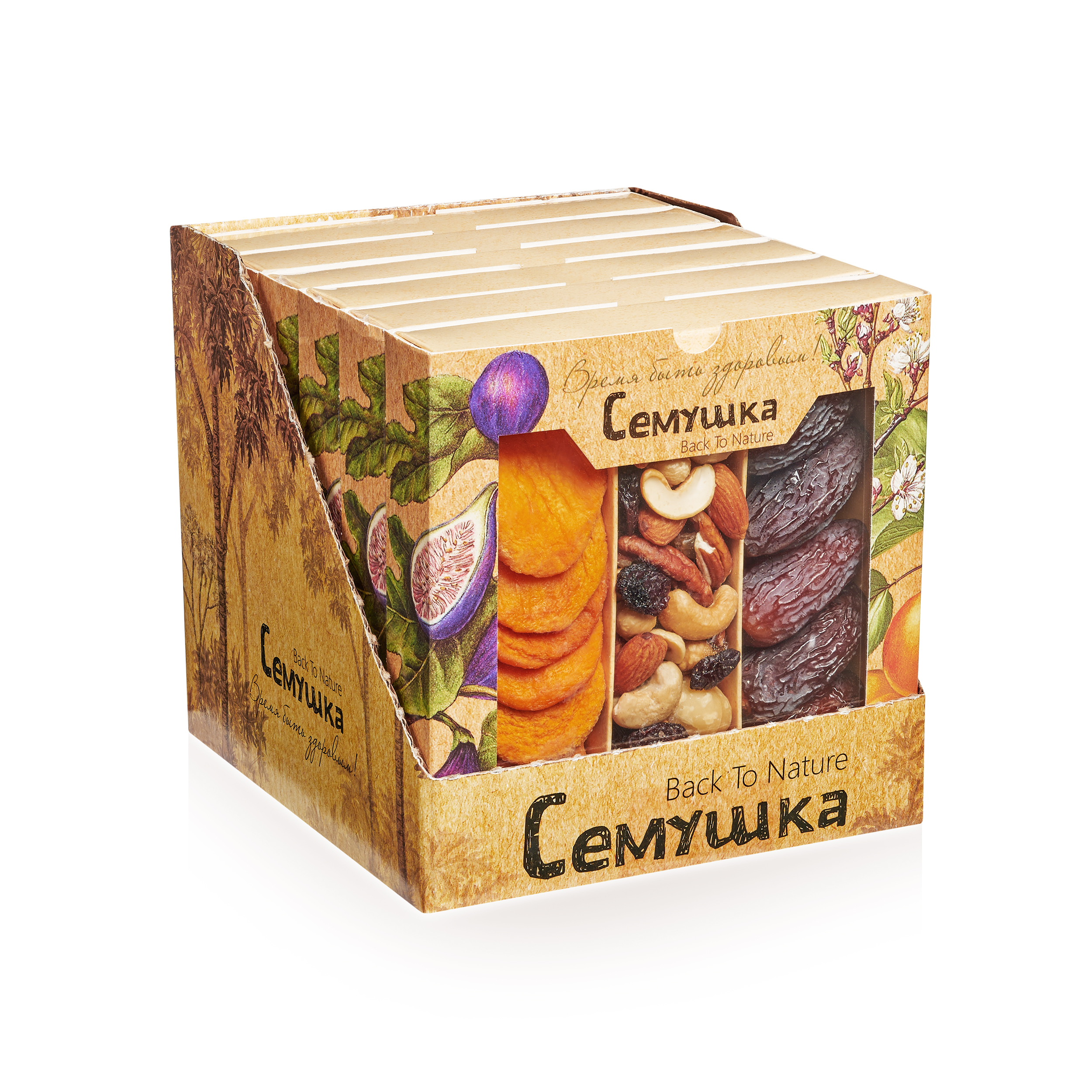 Набор орехов с королевскими финиками и персиками «Семушка»