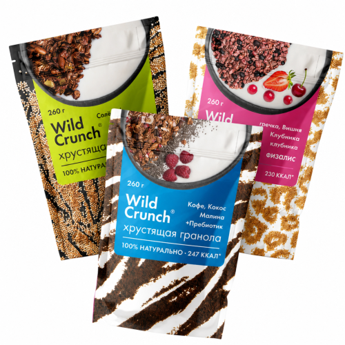 Набор Wild Crunch MIX Кофе + Солёная карамель + Ягодный микс 780 г